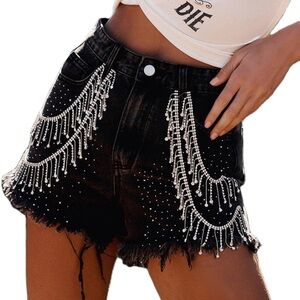 Black Beaded Women's Shorts
